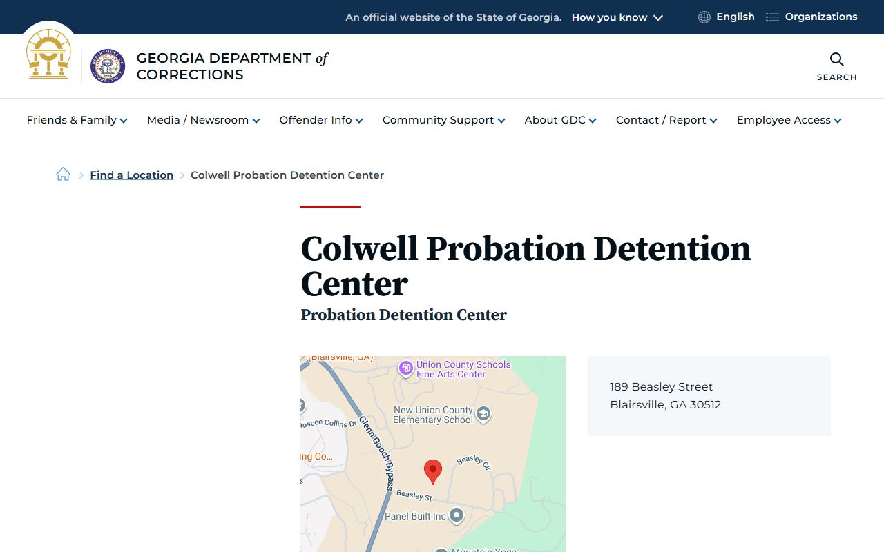 GDC Colwell Probation Detention Center location page