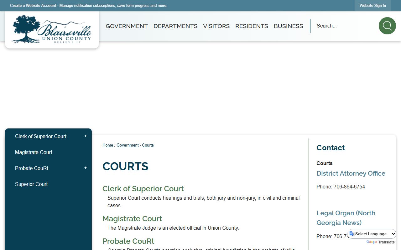 Union County court records after jail arrest courts page